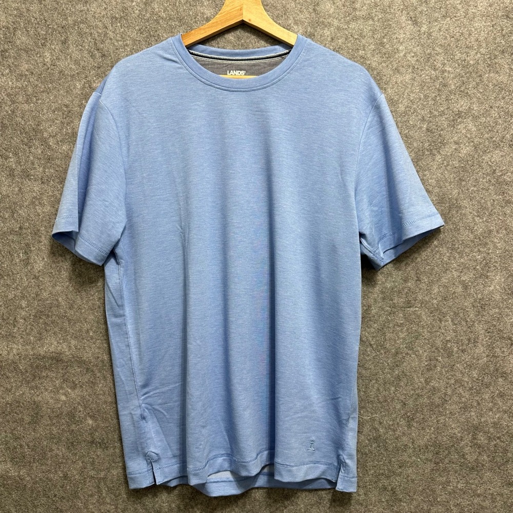 Lands End T-Shirt Mens Medium Blue Short Sleeve Crew Neck Performance Activewear